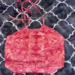 pink and light pink marbled top.